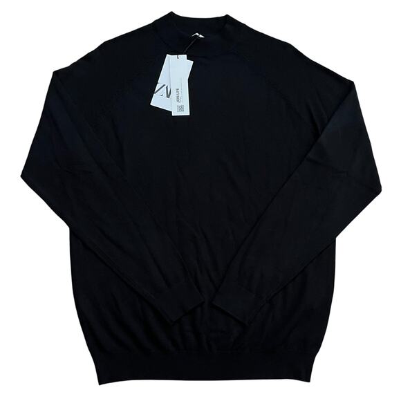 NWT Zara Mens Viscose Mock Neck Pullover Sweater Black Size Medium - Picture 1 of 5